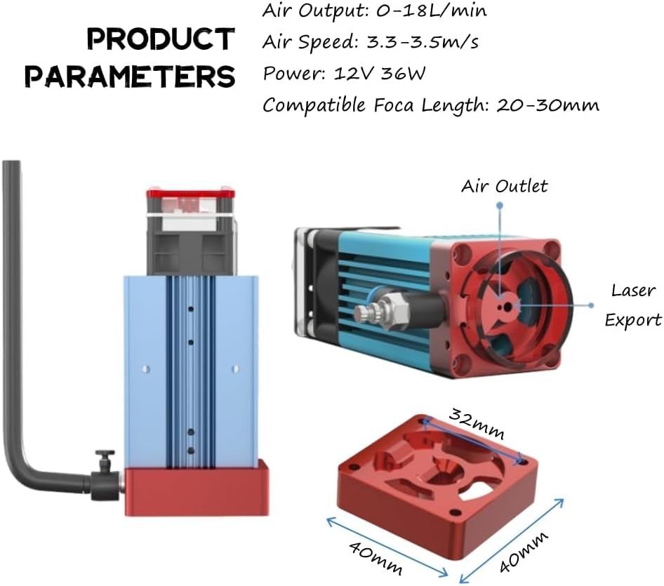 Air Assist Laser, 18L/Min Luftpumpe Für Lasergravierer Mit Speed Control, Laserpumpe Für Gravur Schneide Maschine, Kompatibel Mit S9/S10/A5 PRO/A10 PRO/TTS-55 PRO, Luftstromkontroll