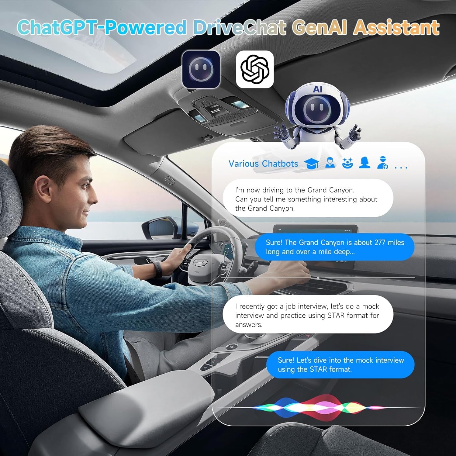 AD5 Wireless Carplay Adapter & Android Auto Adapter, Plug & Play Car Video Box, 2025 Upgrade Ai Box Carplay Dongle Mit Netflix, Youtube, Dual Wi-Fi, Bluetooth, Chatgpt, Grauschwarz