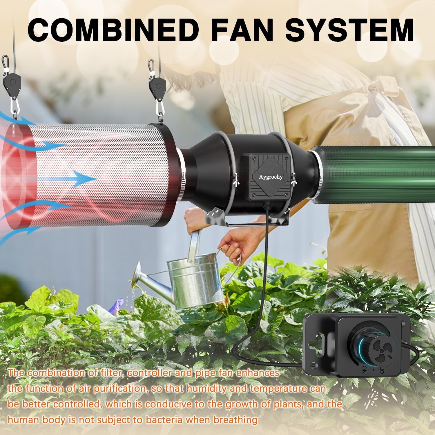 100Mm Abluftset, Drehstrom Ec Motor Rohrventilator Komplettset, Lüftungsset Mit Drehzahlregler, Abluftschlauch, Belüftungssystem Für Growzelt, Growbox, Gewächshaus, Hydroponik
