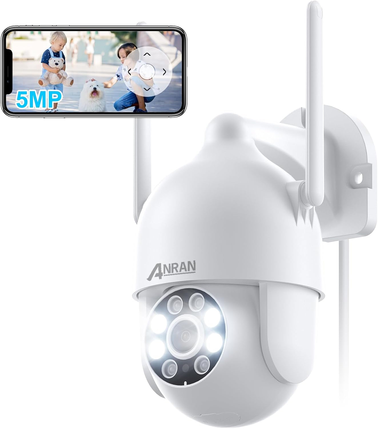 ANRAN 3K Überwachungskamera Aussen WLAN, 360° PTZ Kamera Überwachung Outdoor Mit Automatischer Verfolgung, 5MP Vollfarbige Nachtsicht, Zwei-Wege-Audio, P2 Max