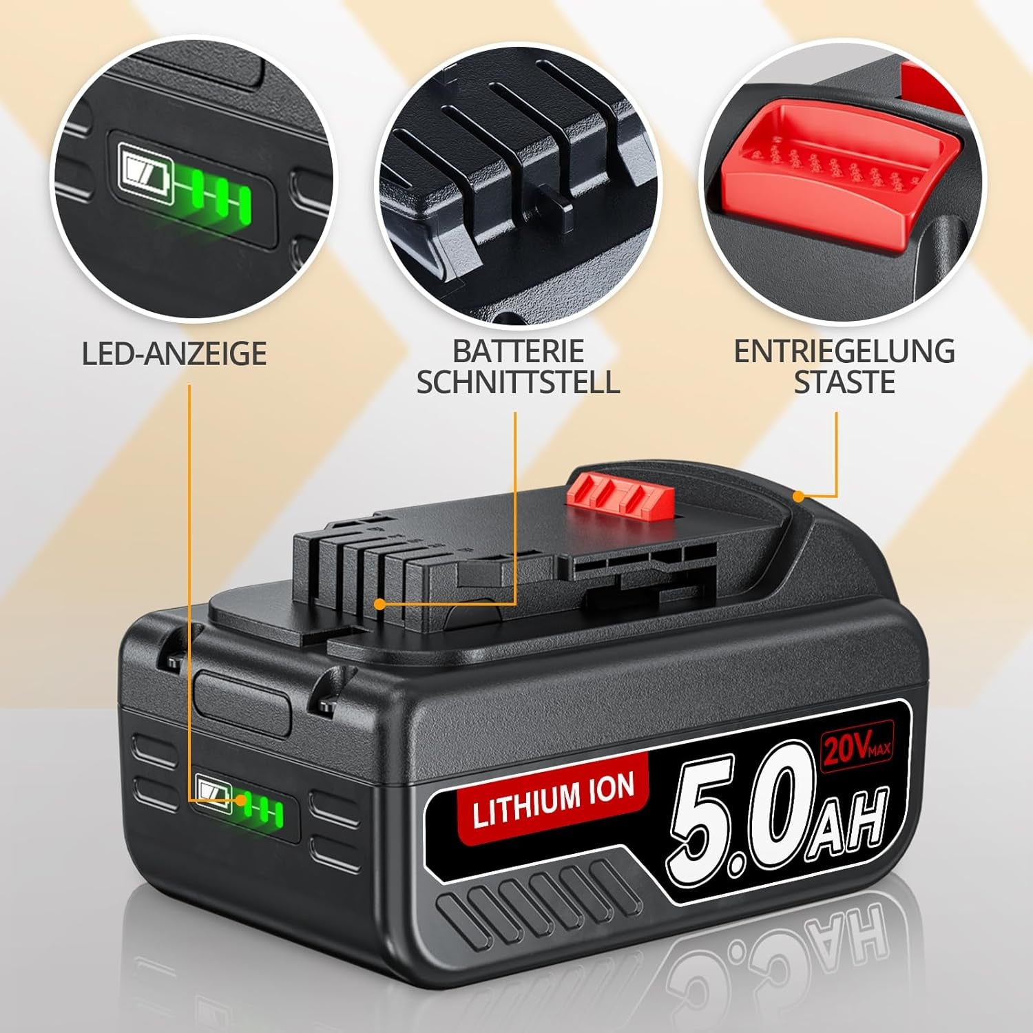 18V 5.0Ah Li-Ion Akku Ersatzakku Für Dewalt Akku 18V Max DCB200 DCB201 DCB184 DCB182 DCB181 DCB180 Mit Led-Anzeige Für Elektrowerkzeuge