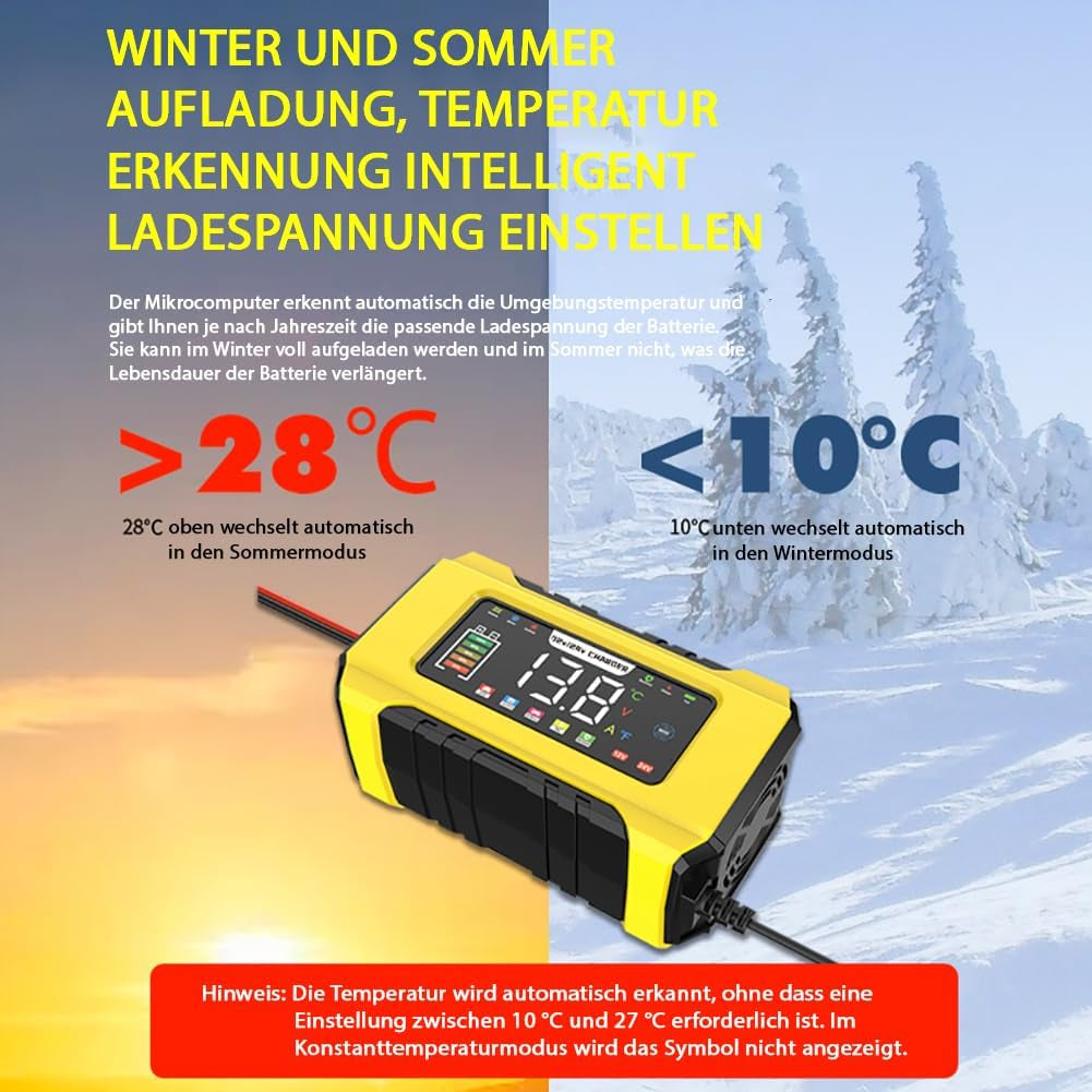 15A Autobatterie Ladegerät, 12V 24V Batterie Ladegerät 9-Stufiges Intelligentes Ladegerat Autobatteri Mit Lcd-Bildschirm Für Auto, AGM, Gel Blei-Säure-Batterien Und Lifepo4-Batterien