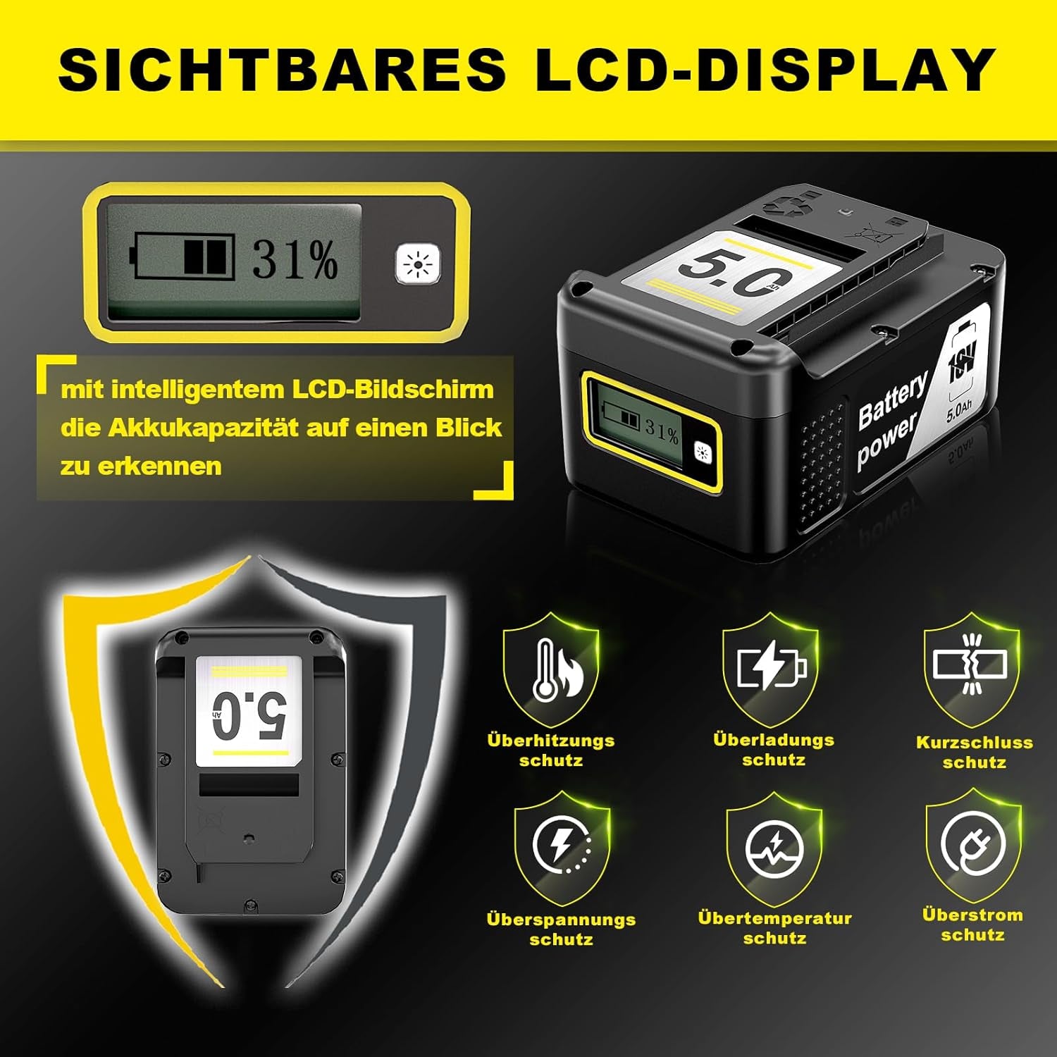 18V 5.0Ah Ersatzakku Für Kärcher Battery Power 18/50 Akku Kompatibel Mit Kärcher 18V Battery Power Werkzeugen