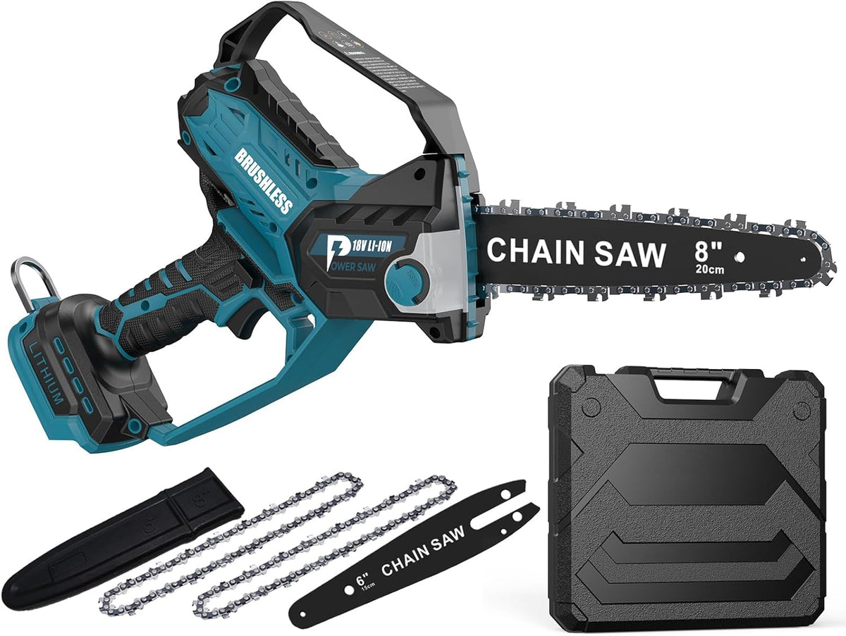 8-Zoll Kettensäge Für Makita 18V Akku, Automatischer Öler, Bürstenlose 6-Zoll Und 8-Zoll Akku Baumsäge, Batteriebetriebene Mini-Kettensäge Zum Holzschneiden Und Baumbeschneiden (Nur Werkzeug)