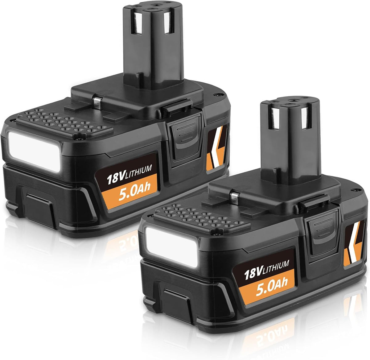 2 Stück 18V 5,0 Ah P108 Ersatz Für Ryobi 18V Akku Und Kabelloses Elektro Werkzeug Kompatibel Mit P102 P103 P104 P105 P107 P108 Lithium Akku