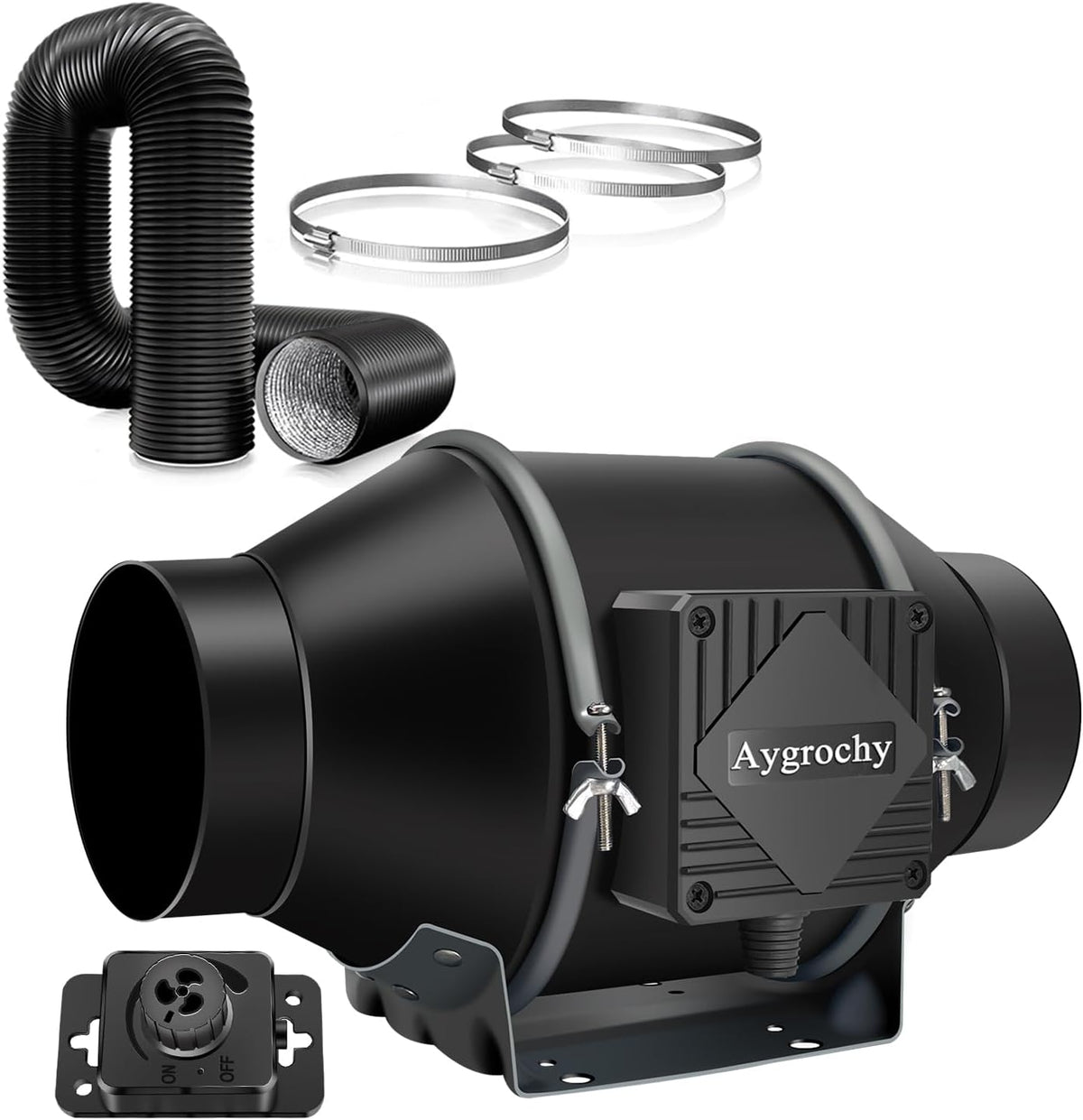 100Mm Abluftset, Drehstrom Ec Motor Rohrventilator Komplettset, Lüftungsset Mit Drehzahlregler, Abluftschlauch, Belüftungssystem Für Growzelt, Growbox, Gewächshaus, Hydroponik