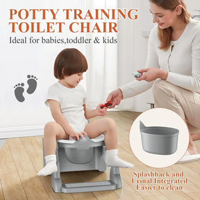 2 in 1 Toilettensitz Kinder, Toilettensitz Kinder Mit Treppe Für Jungen Mädchen Baby, Upgraded 2-In-1 Kinder WC Sitz Mit Treppe Mit Urinal Und Spritzschutz (Gray)