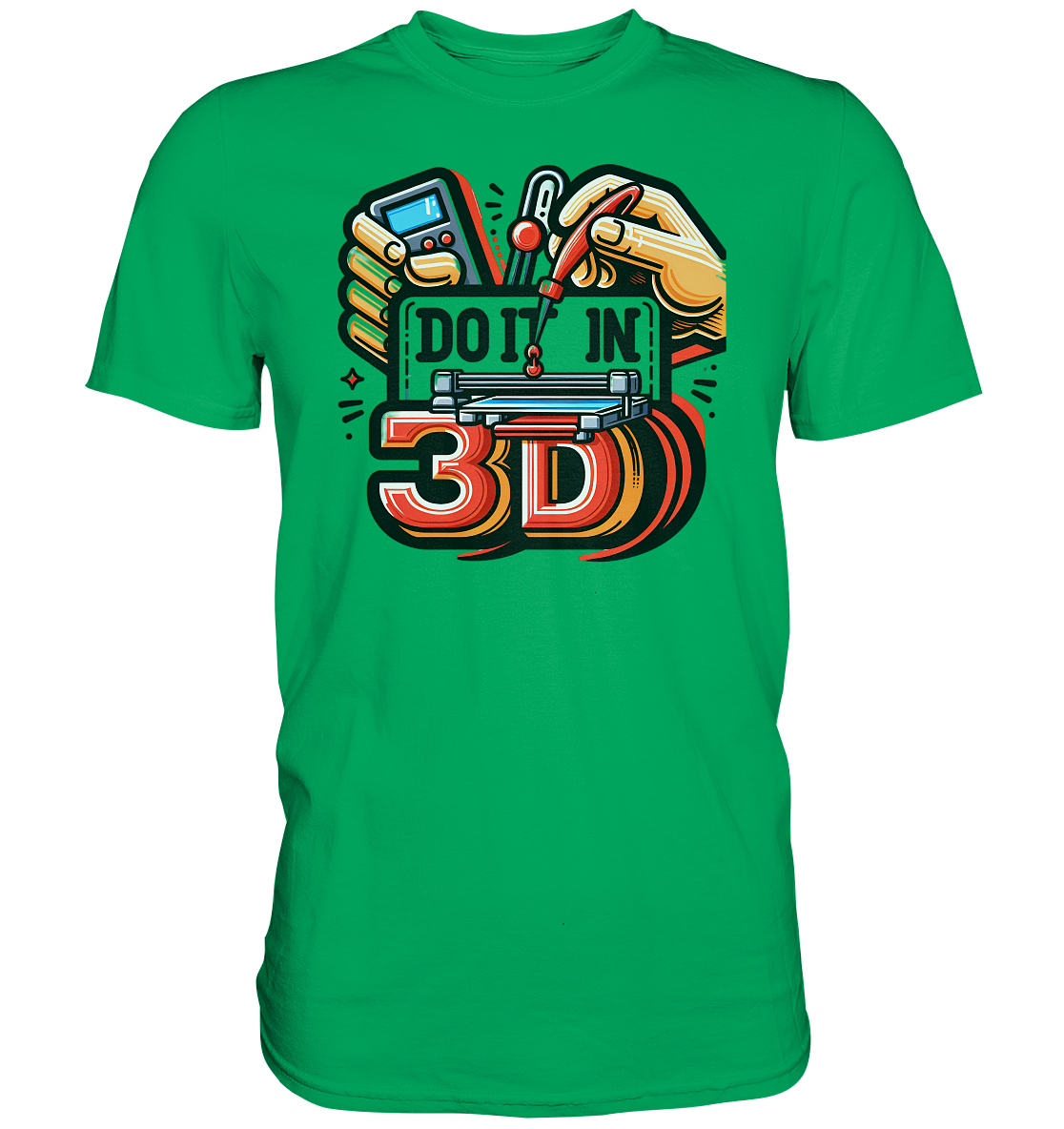 T-Shirts mit dem Design „Mach's in 3D“ V2 in vielfältiger Auswahl - Premium Shirt